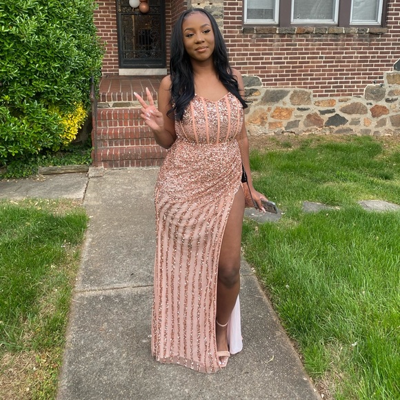 Paul Rekhi Dresses | Prom Szn Specialrose Gold Sequin Maxi Dress, Size 10 | Color: Pink | Size: 10 | Ayanateal's Closet Paul Rekhi Dresses | Prom Szn Specialrose Gold Sequin Maxi Dress, Size 10 | Color: Pink | Size: 10 | Ayanateal's Closet